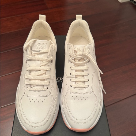 Hugo Boss Cream Sneakers with Pink Sole - Picture 6 of 7